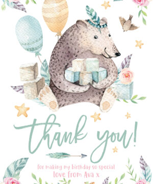Bear and Balloons Thank You Cards