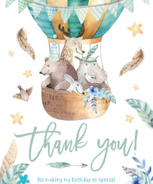 Bear in the Balloon Thank you Cards