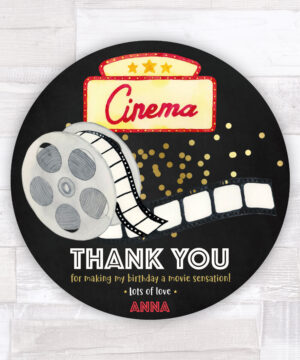 Cinema and popcorn Party Bag Sticker