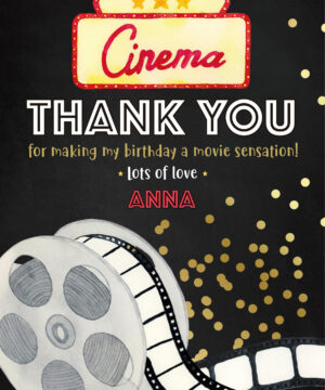 Cinema and popcorn Thank you card