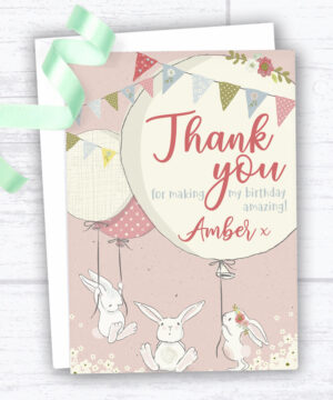 Bunny Balloon Party Thank You Card