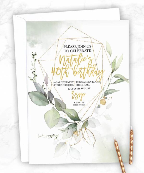 Gold Framed Botanical Invitations