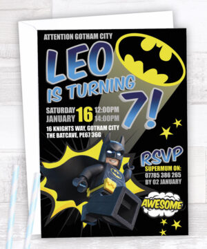 Lego Batman Movie Toy Video Game Superhero Birthday Party Thank You Notes  Cards