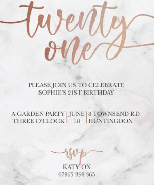 Marble and Rose Gold Party Invitations