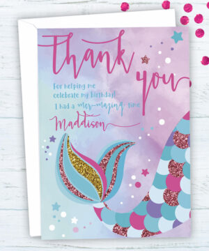 Mermaid Party Thank You Cards