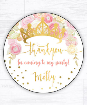 Princess Crown Party Bag Stickers