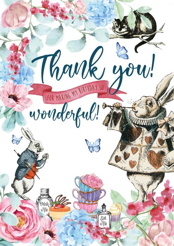Alice in Wonderland Tea Party Thank you Card