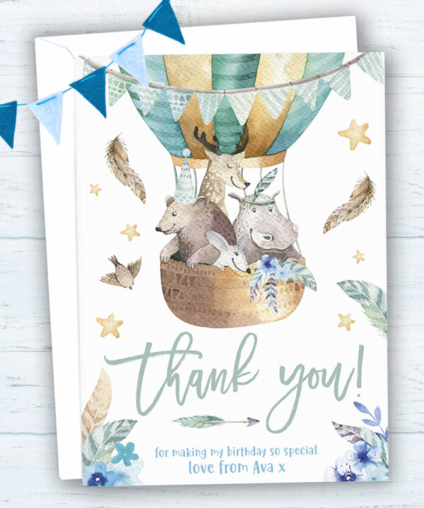 Bear in the Balloon Thank you Cards