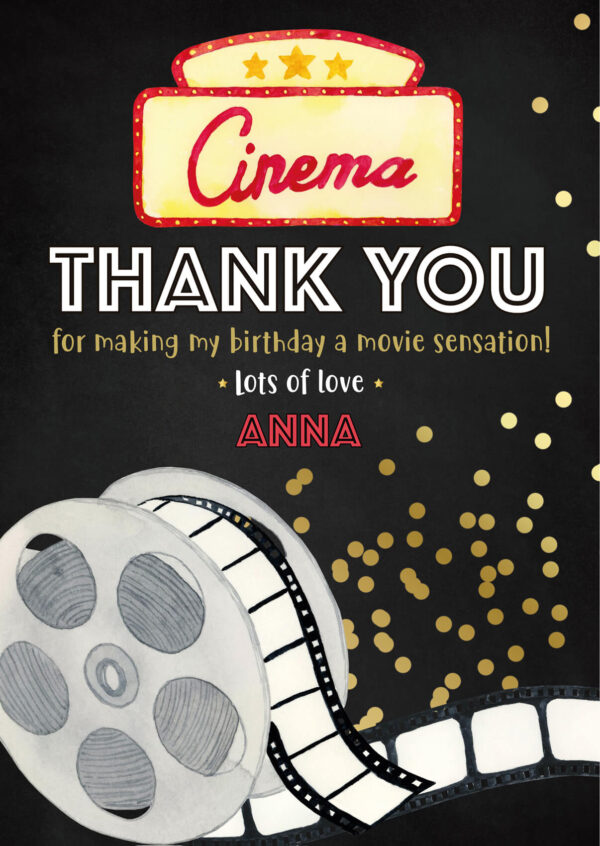 Cinema and popcorn Thank you card