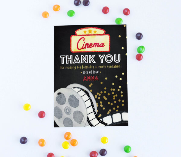 Cinema and popcorn Thank you card