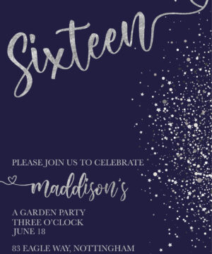 Silver sparkle Party Invitations