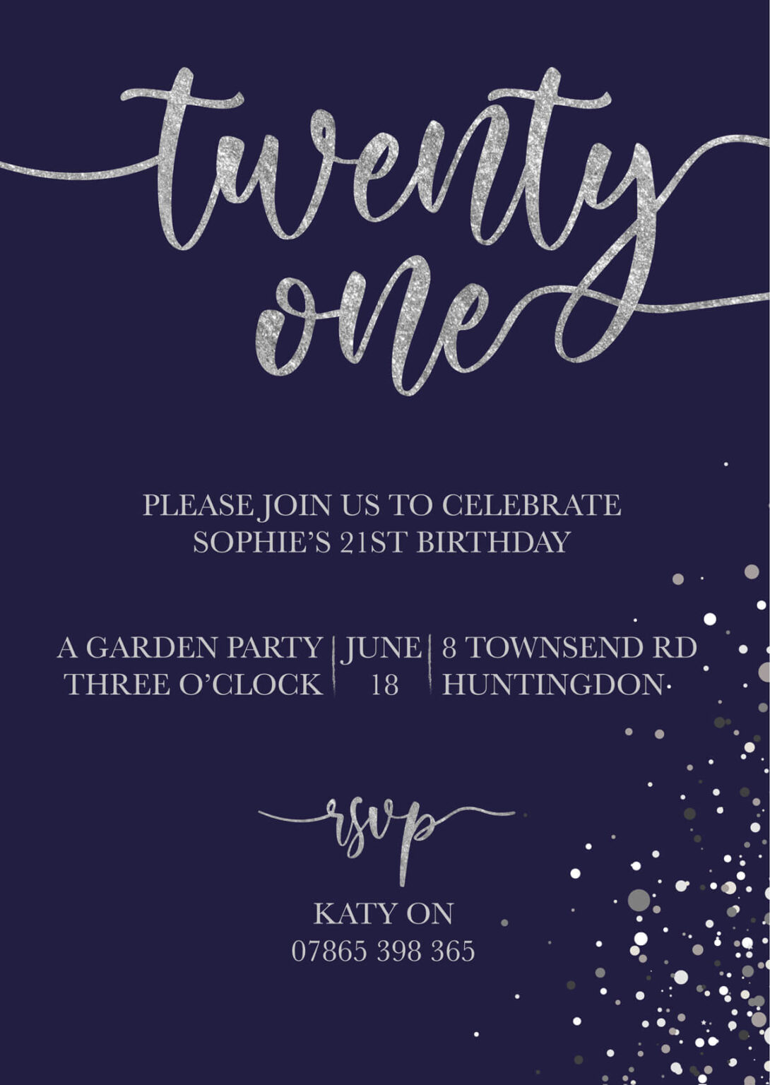 Blue and Silver Sparkle Script Party Invitations – Party Doodle