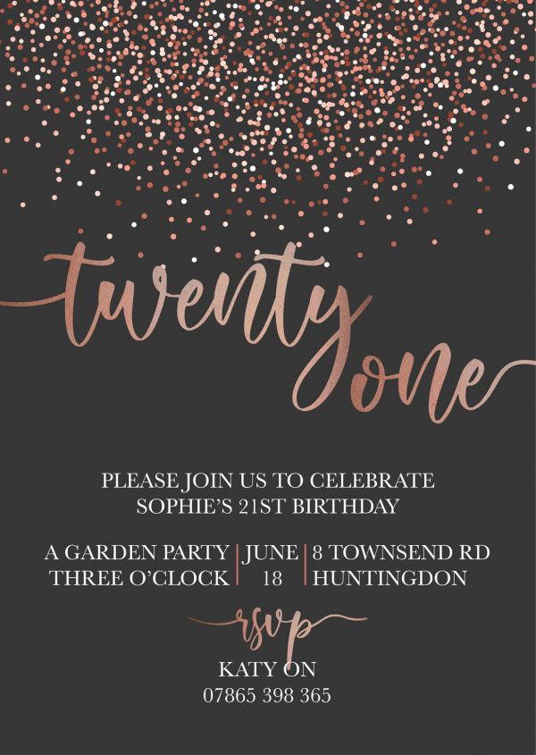 Rose Gold and Grey Party Invitation
