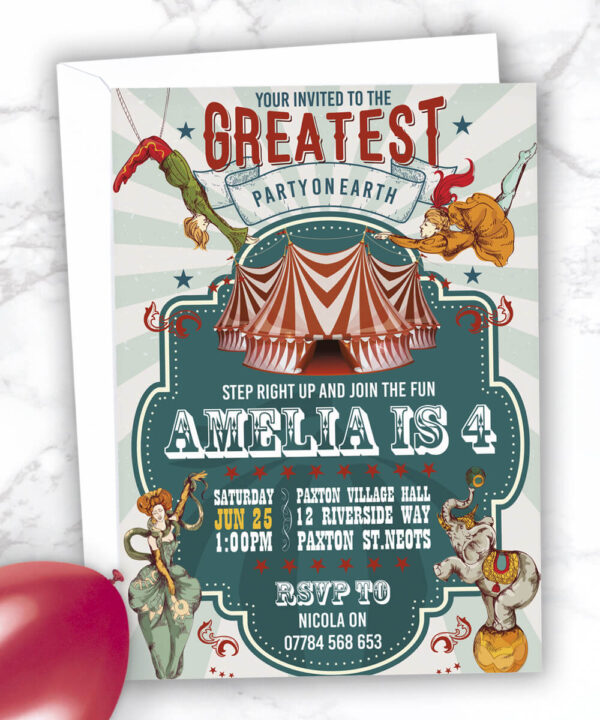 The Greatest Show Circus Invitations