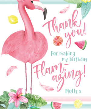 Tropical Flamingo Party Thank You Cards