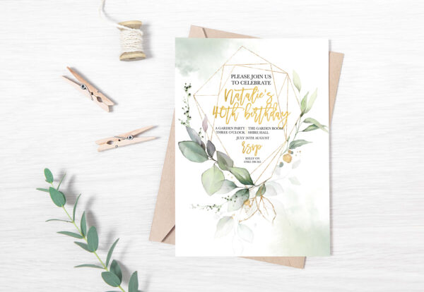 Gold Framed Botanical Invitations