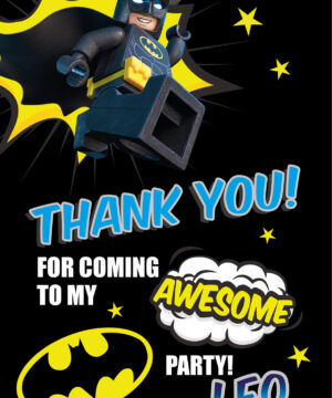 Lego Batman Party Thank you cards