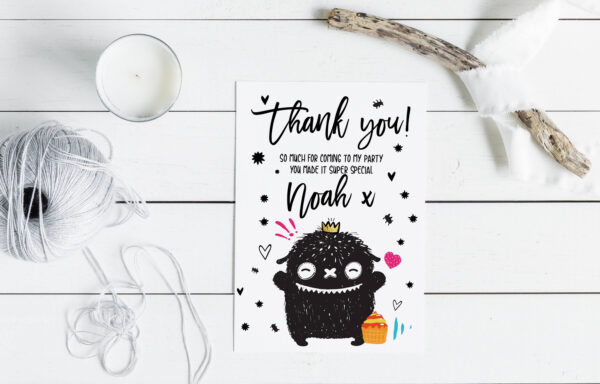 Little Monster Party Thank You Cards