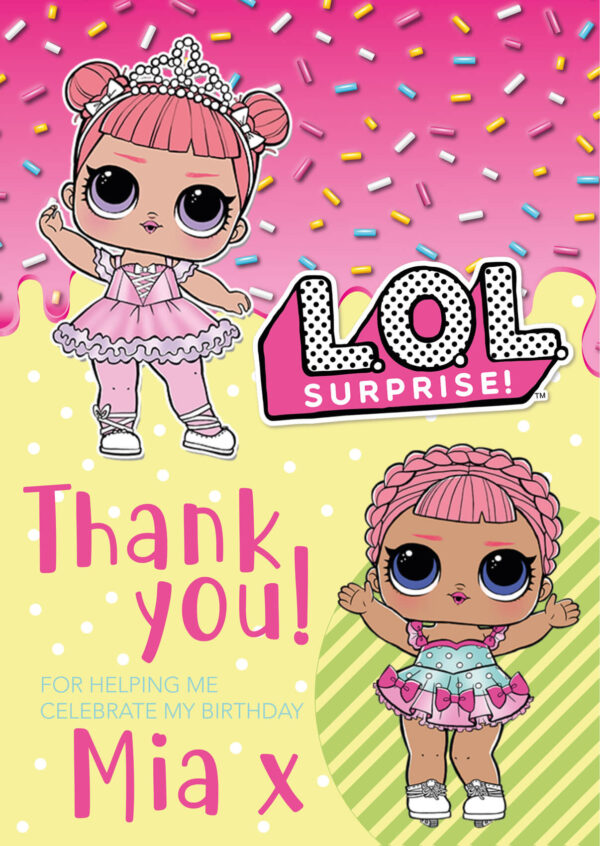 Lol Dolls Party Thank You Cards
