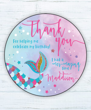 Mermaid Party Thank you Stickers