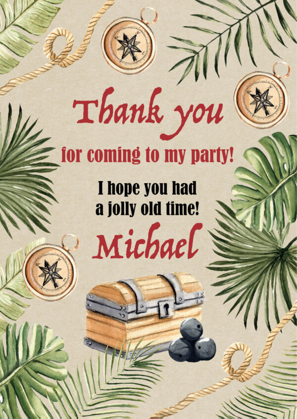 Pirate Party Thank You Cards