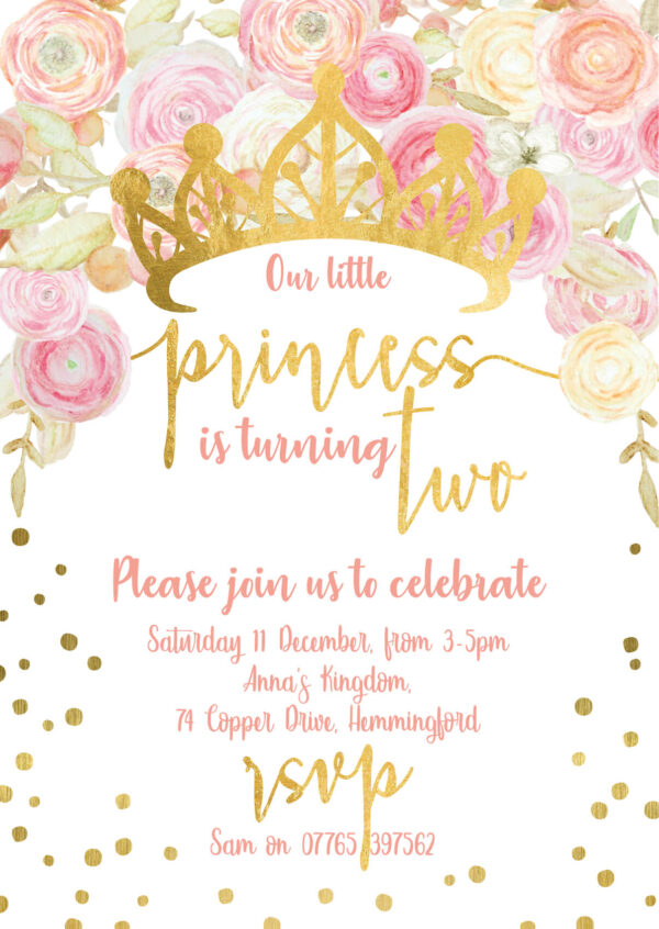 Princess Crown Party Invitations