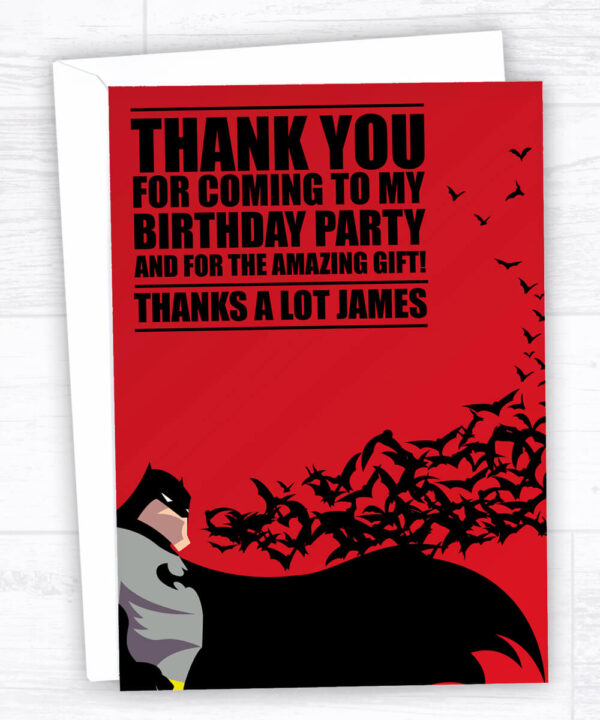 Red Batman Party Thank You Cards