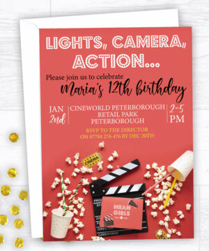 Lights, Camera, Action Cinema Party Invitation