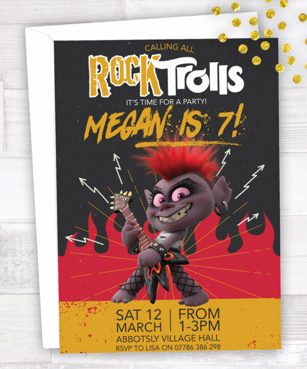 Rock Trolls Party Invitations
