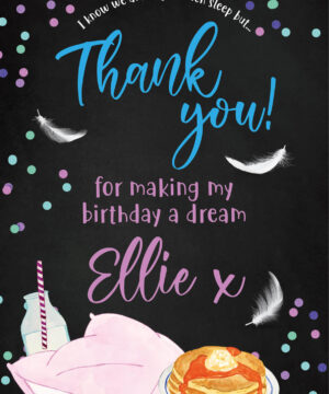 Sleepover Chalkboard Party Thank You Cards