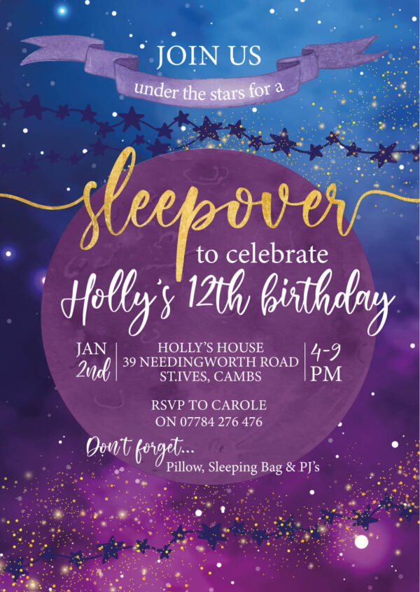 Under the stars party invitations