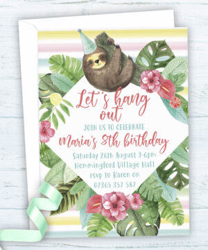 Just hangin' Sloth Party Invitations