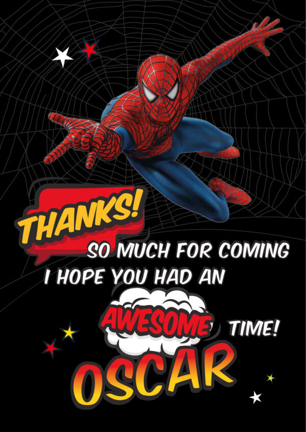 Spiderman Party Thank You Cards