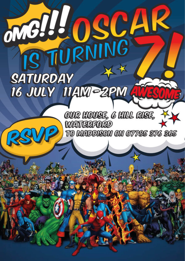 Marvel Superhero Party Invitations