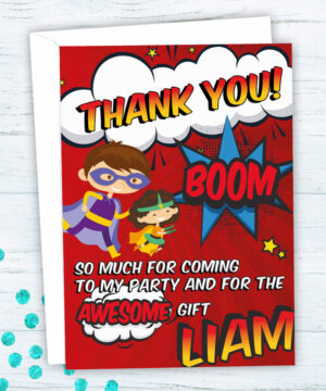 Superhero Party Thank You Cards