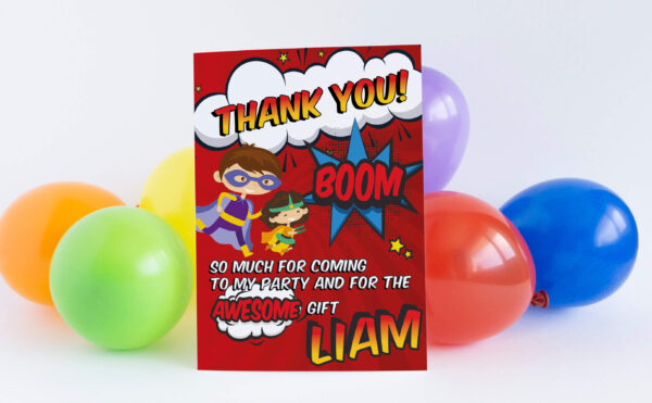 Superhero Party Thank You Cards