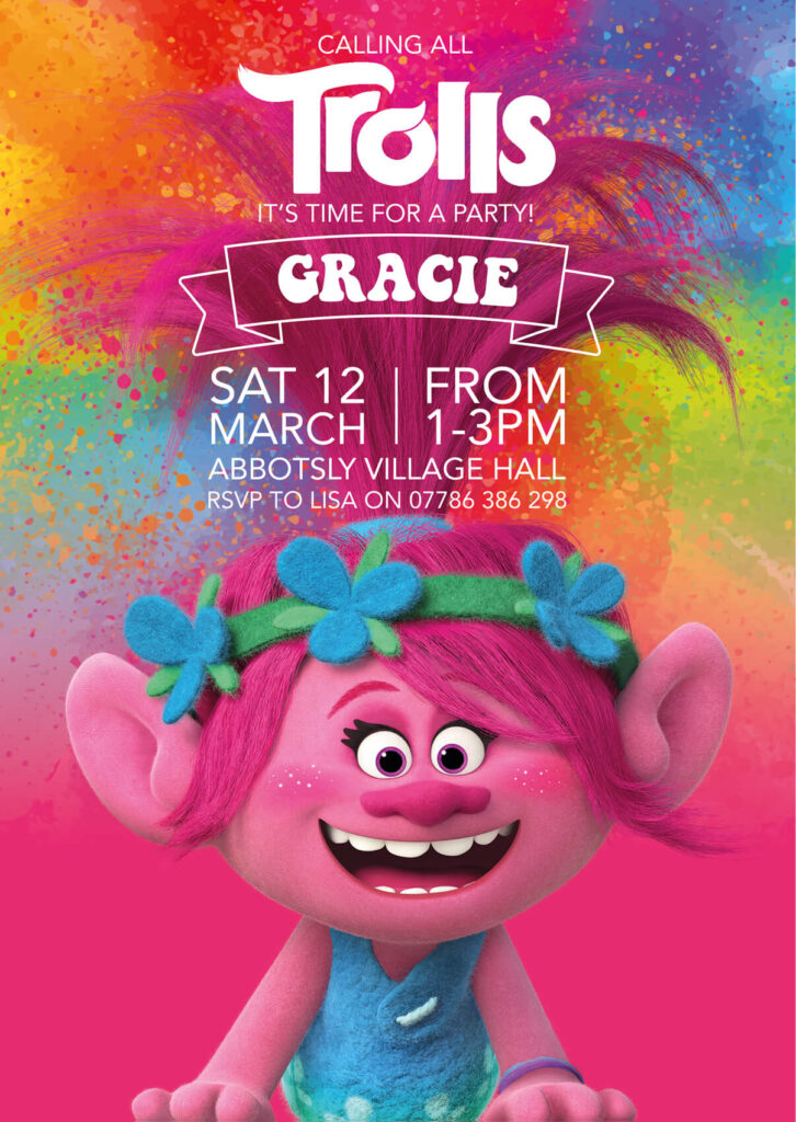 Trolls Party Invitations – Party Doodle