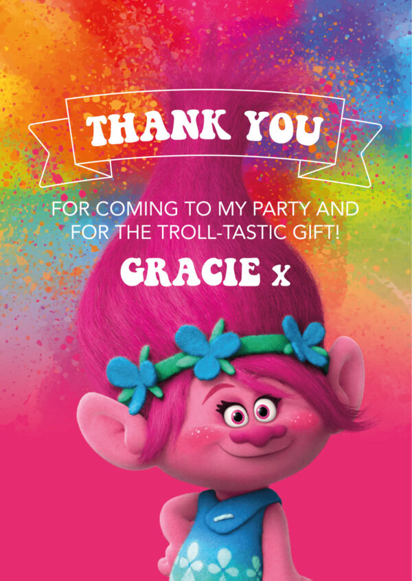 Trolls Party Thank You Cards