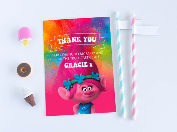 Trolls Party Thank You Cards