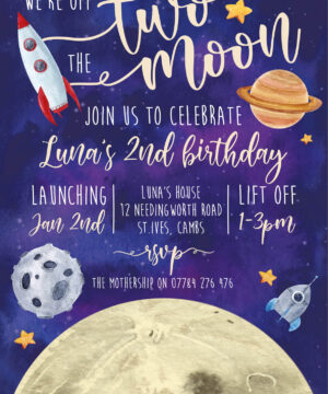 Two the Moon Party Invitations