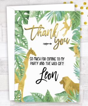 Wild Jungle Party Thank You Cards