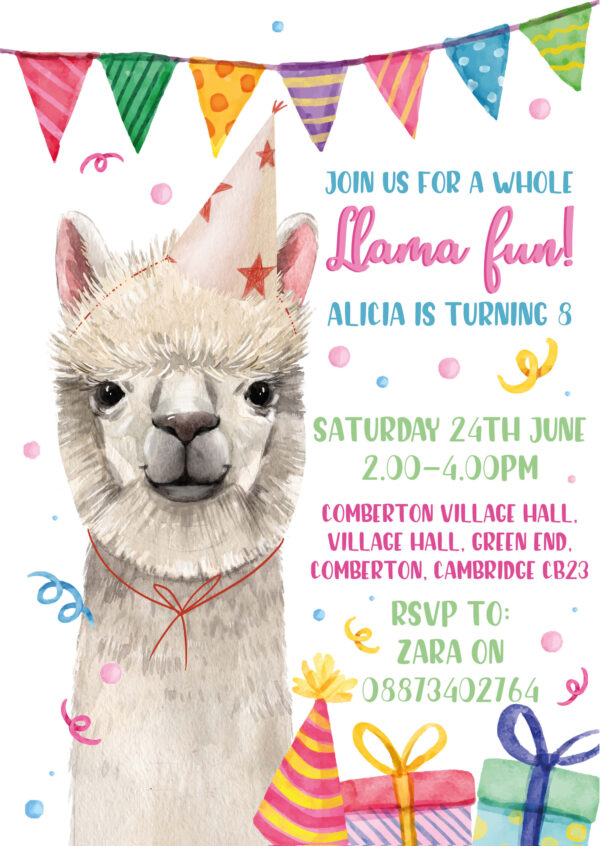 Larry Llama Party Invitations