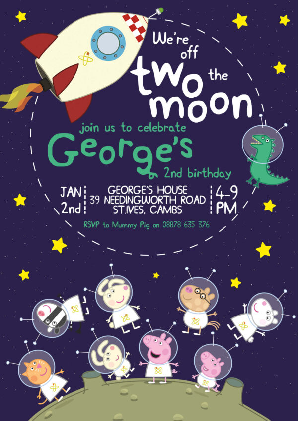 Peppa Pig in Space Party Invitations