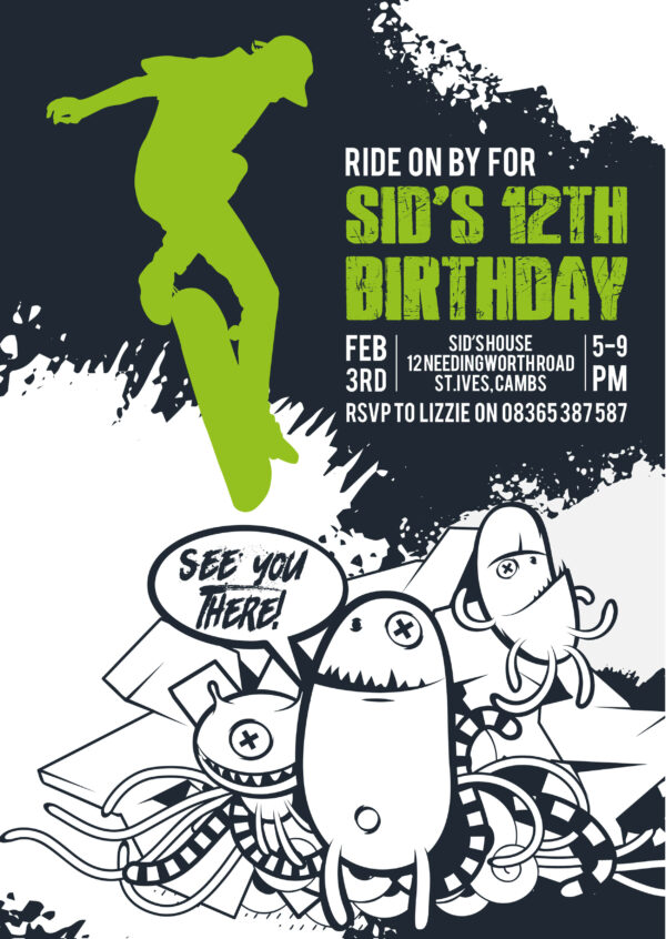 Skateboard Party Invitation
